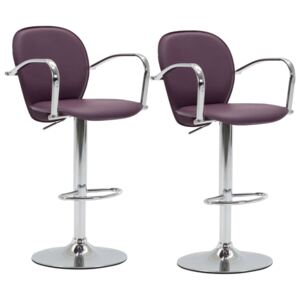 Barové stoličky s područkami - umělá kůže - 2 ks | fialové