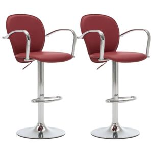 Barové stoličky s područkami - umělá kůže - 2 ks | vínové
