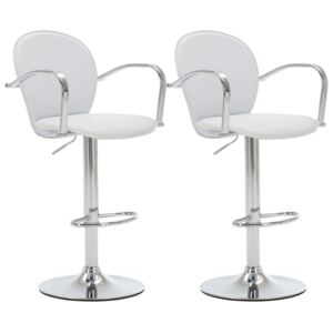 Barové stoličky s područkami - umělá kůže - 2 ks | bílé