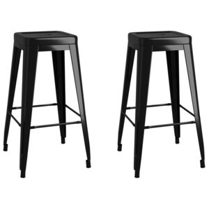 Barové stoličky - stohovatelné - kov - 2 ks | černé