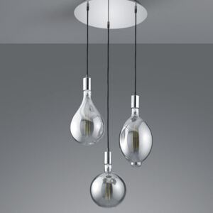 Trio Ginster, závěsné svítidlo s přiznanými LED filament žárovkami, 3x8W LED E27, chrom, prům. 40cm