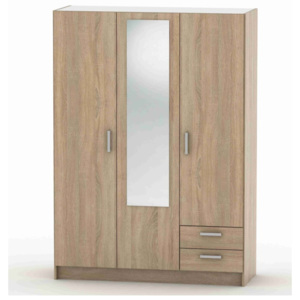 Třídveřová skříň se zrcadlem a zásuvkami v dekoru dub sonoma TK3201 TYP7