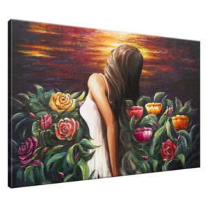 Ručně malovaný obraz Žena mezi květinami 120x80cm RM4773A_1B