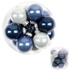 Ozdoby skleněné, modro-bílé barvy, pr.3cm, cena za 1 balení(18ks) VAK108-3