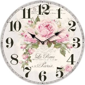 Isabelle Rose® Nástěnné hodiny kulaté s motivy růže 15 cm