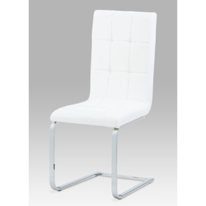 Autronic Jídelní židle, koženka bílá / chrom