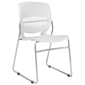 Moderně tvarovaná jídelní židle v bílé barvě s kovovou konstrukcí TK218