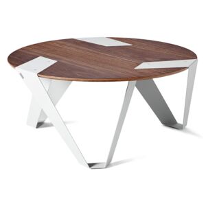 Ořechový konferenční stolek Tabanda Mobiush 75 cm s bílou podnoží