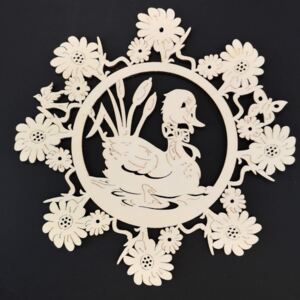 AMADEA Dřevěný obrázek k vymalování květina s kachnou 18 cm