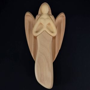 AMADEA Dřevěný anděl se srdcem, masivní dřevo, 22x12x2 cm