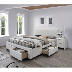 Halmar MODENA 2 160x200 čalouněná postel se zásuvkami bílá