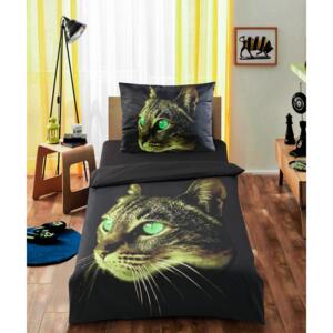 Povlečení 3D Zelená kočka (140x200,70x90 cm)