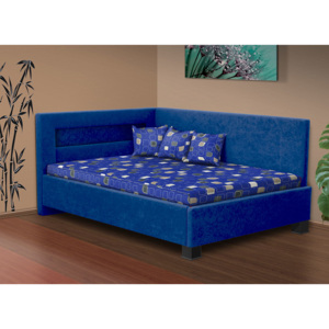 Nabytekmorava Čalouněná postel s úložným prostorem Mia Robin 120 matrace: matrace sendvičová 16 cm, Barva postele: modrá, Úložný prostor: s úložným prostorem