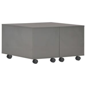 Konferenční stolek - dřevotříska - šedý vysoký lesk | 60x60x35 cm