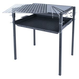Grilmen 3v1 TOP 5040C (Multifunkční gril s lávovým kamenem 50x40x2cm (Itálie), grilovací mřížkou, špíz. jehlami a topeništěm)