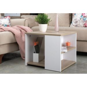 Konferenční stolek SAID 50x50 cm dub kraft šedý/bílá