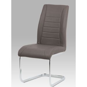 Autronic - Jídelní židle - cappuccino ekokůže, kovová chromovaná podnož - HC-375 CAP