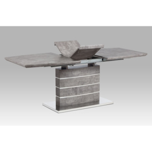 Rozkládací jídelní stůl 160x90 cm v kombinaci imitace betonu a broušený nerez HT-301 BET
