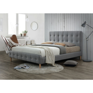 Čalouněná postel ALEX + rošt, 160x200, šedá
