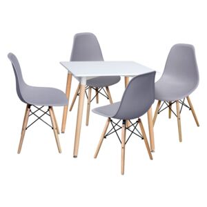 IDEA Nábytek Jídelní stůl 80x80 UNO bílý + 4 židle UNO šedé