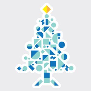 Samolepicí dekorace Vánoční stromek Geometric přemístitelný Barva: modrá - pho134, Rozměr: geometrický vánoční strom L 60 x 83 cm