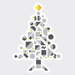 Samolepicí dekorace Vánoční stromek Geometric přemístitelný Barva: žlutá - pho134, Rozměr: geometrický vánoční strom L 60 x 83 cm