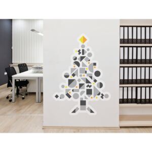 Samolepicí dekorace Vánoční stromek Geometric přemístitelný Barva: žlutá - pho134, Rozměr: geometrický vánoční strom M 40 x 56 cm