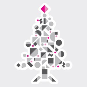 Samolepicí dekorace Vánoční stromek Geometric přemístitelný Barva: růžová - pho134, Rozměr: geometrický vánoční strom L 60 x 83 cm