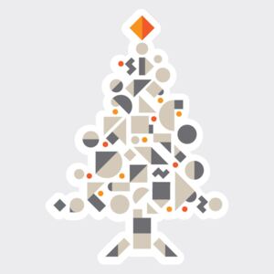 Samolepicí dekorace Vánoční stromek Geometric přemístitelný Barva: béžová - pho134, Rozměr: geometrický vánoční strom L 60 x 83 cm