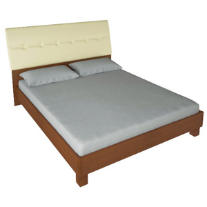 Manželská postel BORRA + rošt + matrace DE LUX + měkký záhlavník, 180x200, vanilka/třešeň