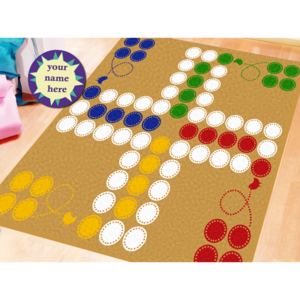 GDmats © GDmats© - dětský hrací koberec s vlastním jménem- člověče nezlob se ! - beige, Rozměr 100 x 100cm, Druh zakončení S obšitím, Materiál GD 550 Klasik