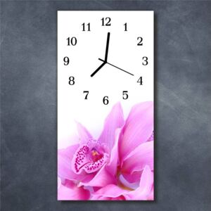 E-shop24, 60x30 cm, Hnn10738903 Nástěnné hodiny obrazové na skle - Orchidej I