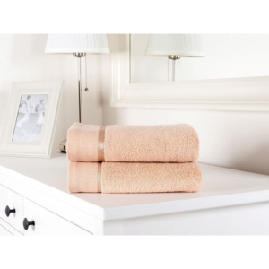 2x bavlněné ručníky froté lososová 50x100 Fluffy (500g/m2)