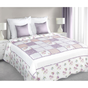 Přehoz na postel OLIVIER 220x240 cm bílá/růžová patchwork Mybesthome
