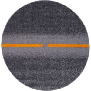 Kulatý kusový koberec Agnella Meteo Tikko Stalowy Šedý Zlatý Rozměr: průměr 100 cm