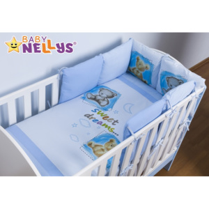 Baby Nellys Povlečení s polštářkovým mantinelem Sweet Dreams by TEDDY - modrý
