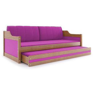 Dětská postel CASPER 2 + matrace + rošt ZDARMA, 80x190, grafit, růžová