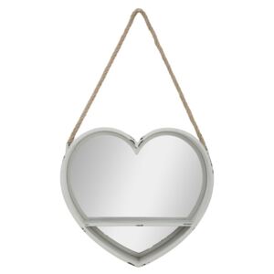 Bílé nástěnné zrcadlo Mauro Ferretti Heart s kovovým rámem