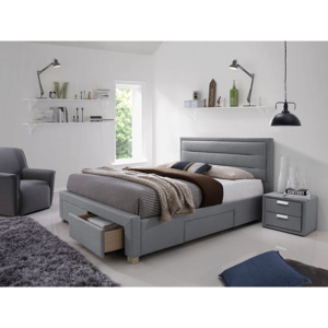 Čalouněná postel SEI + rošt, 160x200, šedá