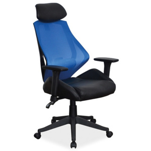 Kancelářská židle DEAL, 102-110x67x52x46-54, černá/modrá