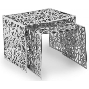 INV Konferenční stolek Artes 2Set stříbrný
