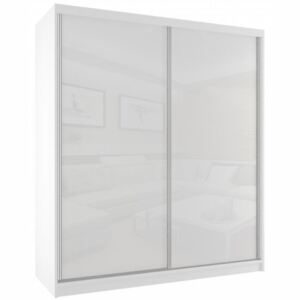 Šatní skříň s posuvnými skleněnými dveřmi - šířka 158 cm bílý korpus - různé barvy dveří 73 Bílá - Bílá