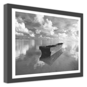 CARO Obraz v rámu - A Boat In The Clouds 40x30 cm Černá