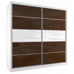 Šatní skříň s posuvnými skleněnými dveřmi - šířka 133 cm bílý korpus - různé barvy 164