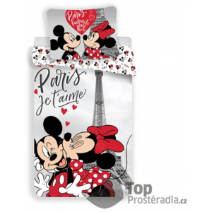 Bavlněné povlečení 140x200 70x90 Mickey & Minnie Je T&#039;aime paris