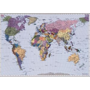 4-050 World Map Fototapeta Komar - Mapa světa, velikost 270x188 cm