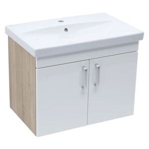 Koupelnová skříňka s umyvadlem Naturel Vario Dekor 70x51x40 cm bílá lesk VARIO270DBBL