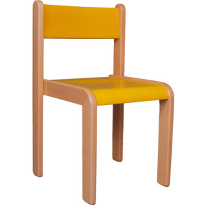 Dětská židlička bez područky 18 cm DE mořená - žluté sedátko a opěradlo (výška sedáku 18 cm)