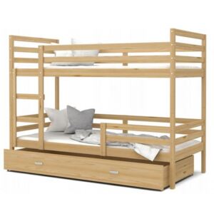 Dětská patrová postel JACEK dřevěný 90x200 Barva konstrukce: Olše