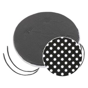 Sedák Adéla kulatý hladký - průměr 40 cm puntík černobílý - obšitý bílou bavlněnou stuhou Bellatex